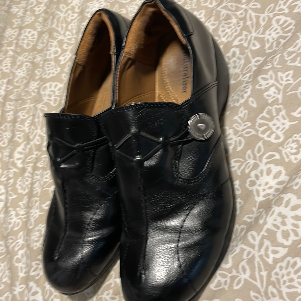 Naturalizer Womens Jance Size 10w Slip On Walking Wedge Button Clogs Black